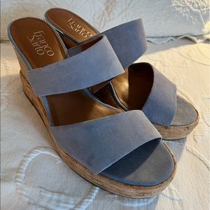 Franco Sarto Light Blue Suede Platform Sandals
